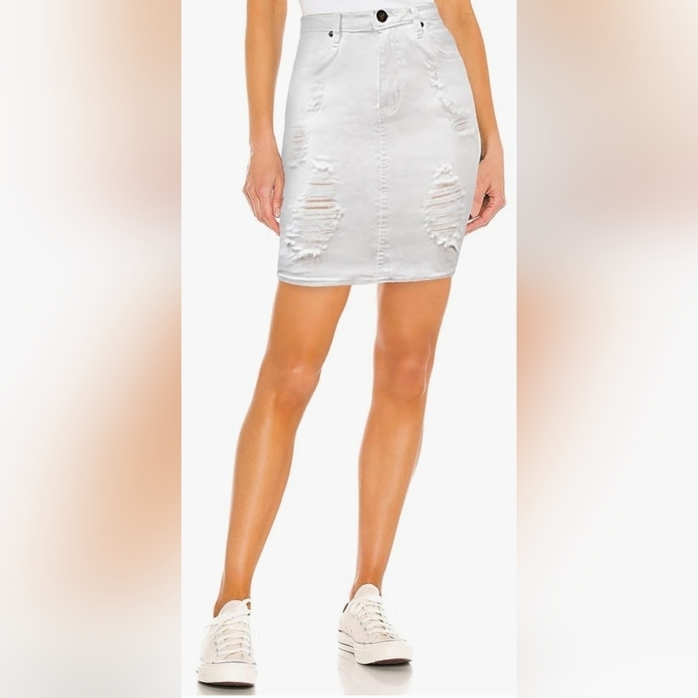New Lexi Women's White Denim Pencil Skirt